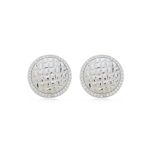 Brinco de base com zirconia cristal banho em rodio branco
