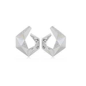 Brinco com zirconia cristal banho em rodio branco