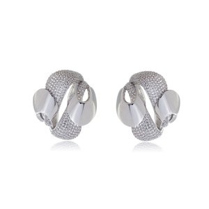 Brinco com zirconia cristal banho em rodio branco