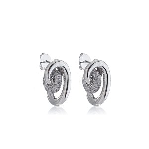 Brinco com zirconia cristal banho em rodio branco