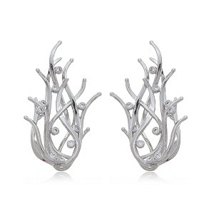 Brinco com zirconia cristal banho em rodio branco