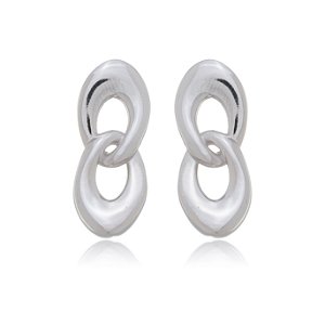 Brinco liso banho em rodio branco