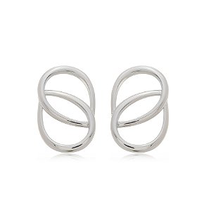 Brinco liso banho em rodio branco