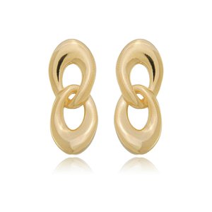 Brinco dourado liso banho em ouro 18k