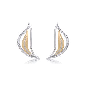 Brinco cravejado de zirconia cristal com banho duplo