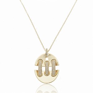 Colar de corrente com pingente cravejado de zirconia cristal banho em ouro 18k