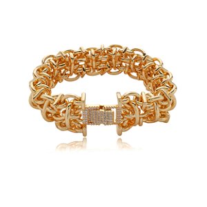 Pulseira cravejado de zirconia cristal banho em ouro 18k