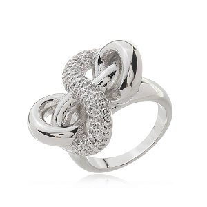 Anel com zirconia cristal banho em rodio branco