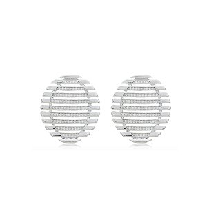 Brinco de base com zirconia cristal banho em rodio branco