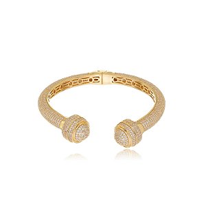 Bracelete cravejado de zirconia cristal banho em ouro 18k