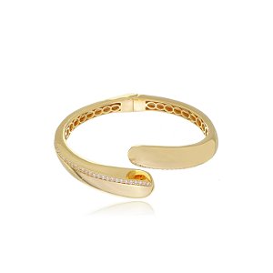 Bracelete cravejado de zirconia cristal banho em ouro 18k