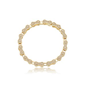 Pulseira cravejada com zirconia cristal banho em ouro 18k