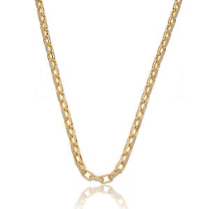 Colar de corrente com zirconia cristal banho em ouro 18k