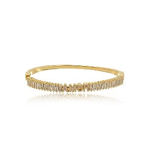 Bracelete com zirconia escrito amor cristal banho em ouro 18k
