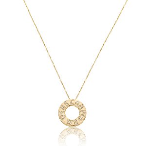 Colar cravejado de zirconia cristal banho em ouro 18k