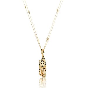 Colar com pingente esmaltado banho em ouro 18k