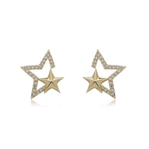 Brinco de base cravejado de zirconia cristal banho em ouro 18k