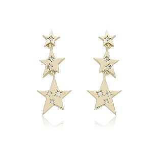 Brinco de base cravejado de zirconia cristal banho em ouro 18k