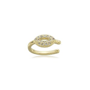 Brinco piercing fake cravejado de zirconia cristal banho em ouro 18k