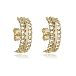 Brinco ear hook liso banho em ouro 18k