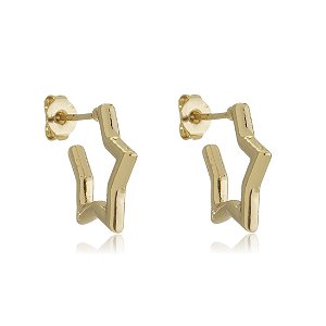 Brinco de argola liso banho em ouro 18k