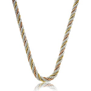 Colar de cordão baiano liso banho em rodio branco