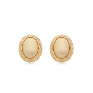Brinco Dourado Liso Acetinado em Banho Ouro 18K