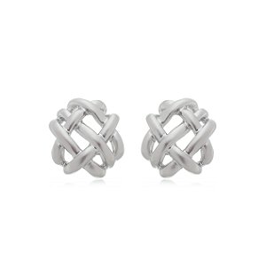 Brinco Liso Acetinado em Banho Ródio Branco