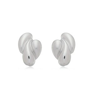 Brinco Liso Acetinado em Banho Ródio Branco