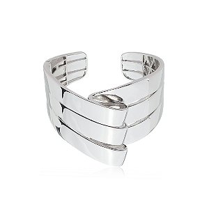 Bracelete luxo liso com banho em rodio branco