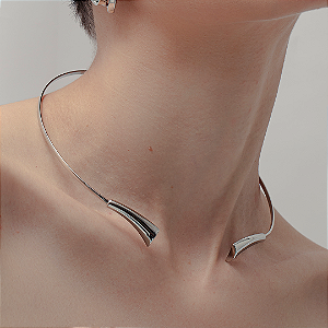 Colar de Aro Liso em Banho Ródio Branco