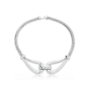 Colar de Aro Liso em banho rodio branco