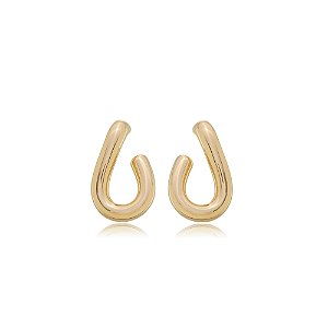 Brinco Dourado Liso em Banho Ouro 18K