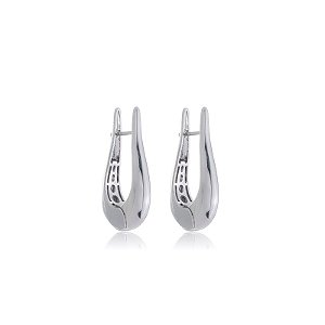 Brinco de argola liso banho em rodio branco