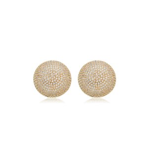 Brinco de base cravejado com zirconia cristal banho em ouro 18K