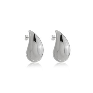 Brinco liso banho em rodio branco
