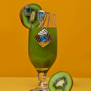 Conjunto de brinco e colar cravejado de zirconia turquesa banho em rodio branco