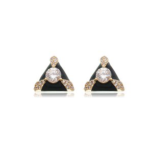 Brinco esmaltado com zirconia cristal banho em ouro 18k
