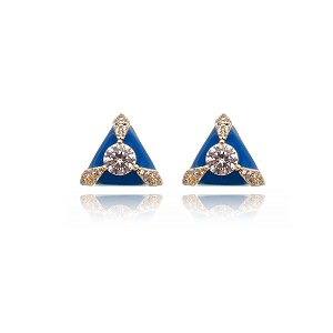 Brinco esmaltado com zirconia cristal banho em ouro 18k