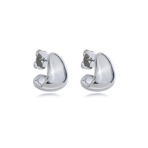 Brinco de argola liso banho em rodio branco