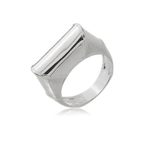 Anel liso banho em rodio branco