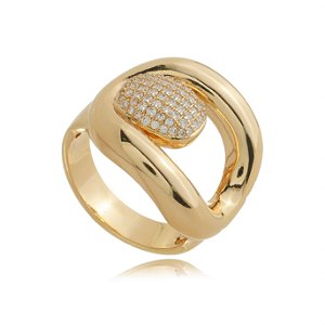 Anel dourado com zirconia banho em ouro 18k