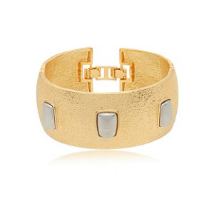 Bracelete luxo dourado com detalhe em banho duplo