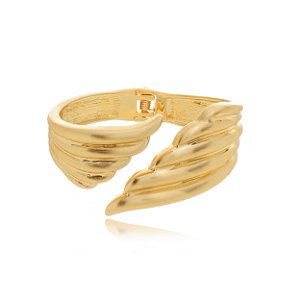 Bracelete acetinado liso com banho em ouro 18k