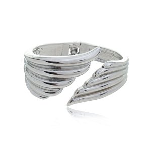 Bracelete detalhado liso com banho em rodio branco