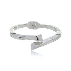 Bracelete liso com banho em rodio branco