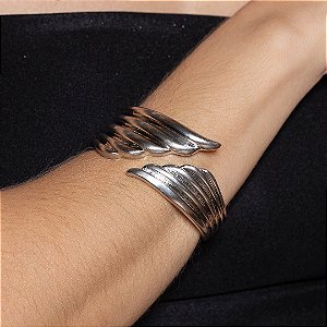 Bracelete acetinado com banho em rodio branco