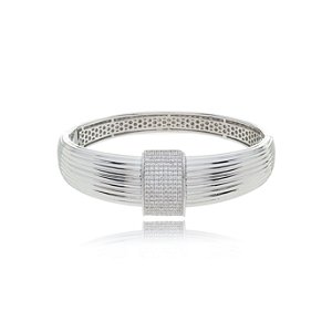 Bracelete com zirconia cristal banho em rodio branco