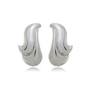 Brinco de gota liso banho em rodio branco