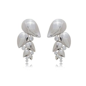 Brinco com zirconia cristal no banho em rodio branco